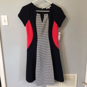 Sandra Darren Keyhole Color Block Dress